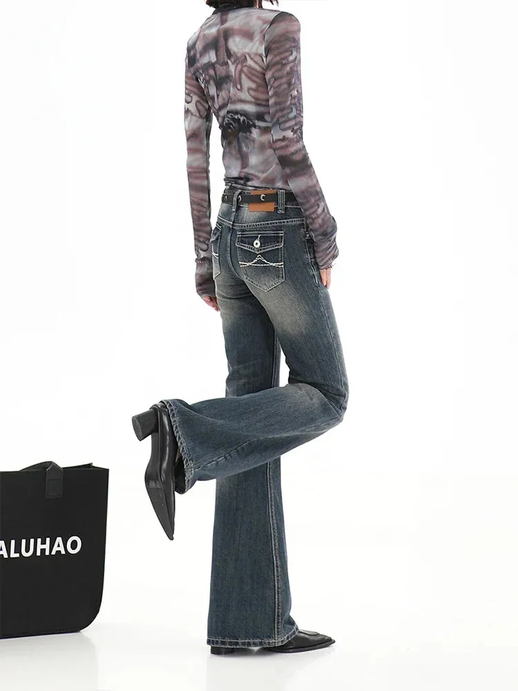 Vintage High Waist Summer Street Style Flared Jeans