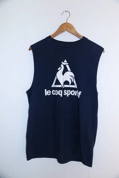 Vintage Lecoq Sportif mens gym blue Xlarge tank top
