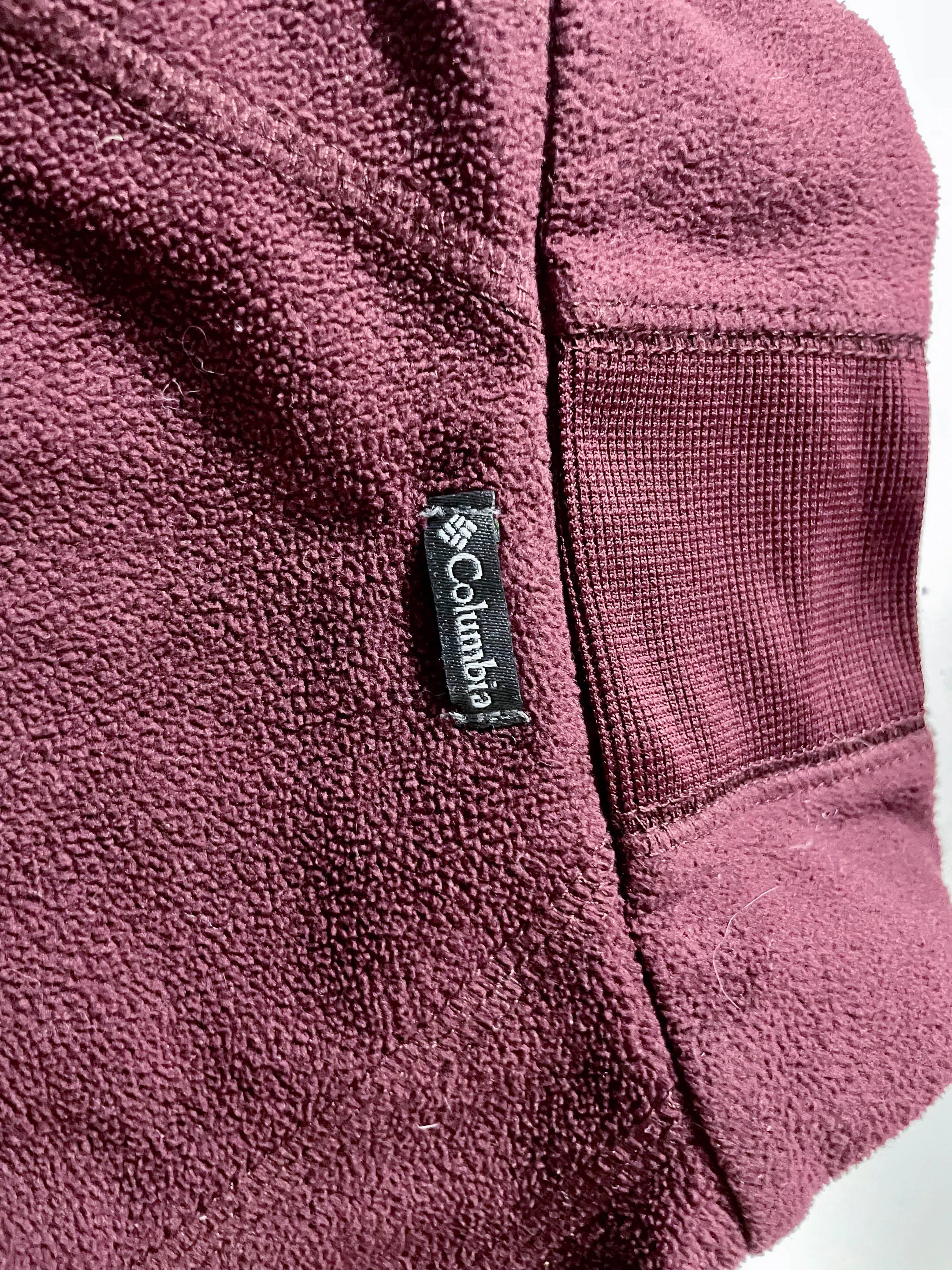Vintage men's Columbia sportwear brown fleece 1/4 zip high neck jacket in S|L27 W23|SKU 4103