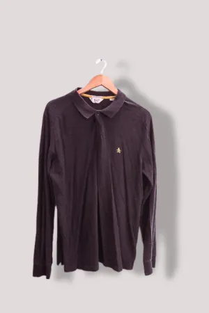 Vintage Original Penguin heritage slim fit mens black long sleeve polo tees XL