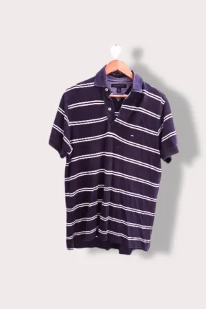 Vintage Tommy Hilfiger black stripe mens polo short sleeve shirt