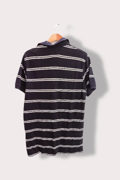 Vintage Tommy Hilfiger black stripe mens polo short sleeve shirt