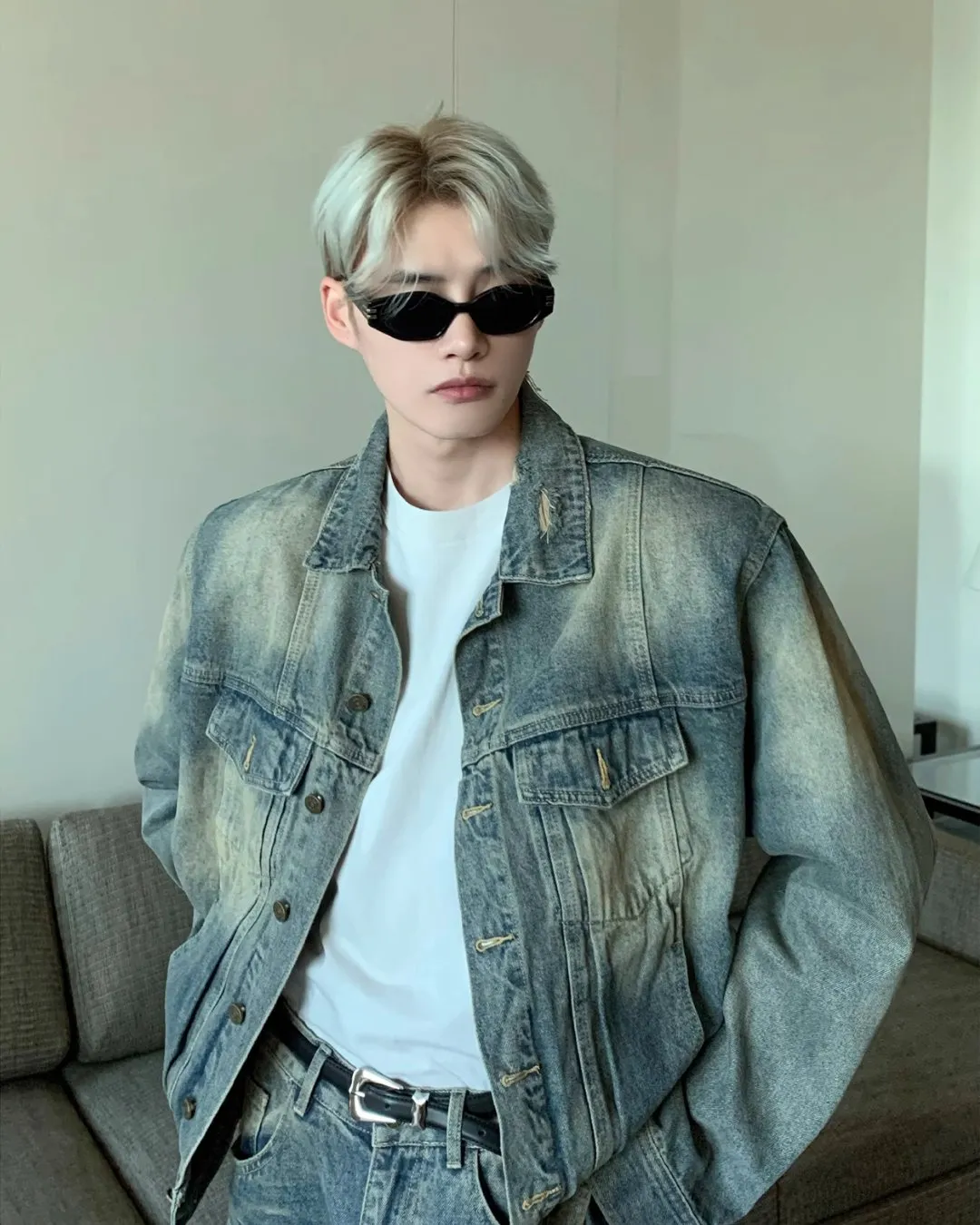 Vintage Wash Loose Jacket / Wide Denim Pants CBJ0064