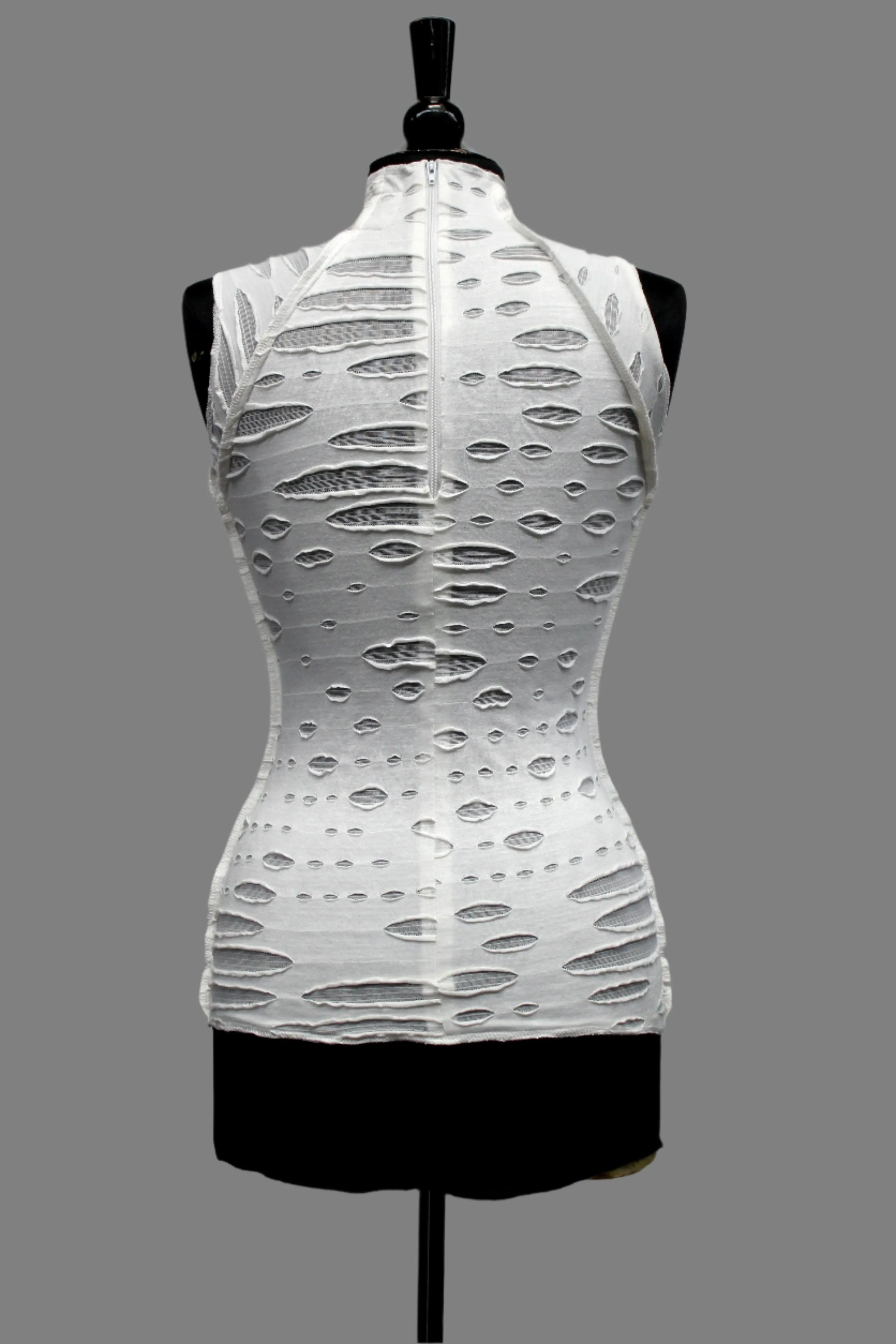 WASTELAND TOP - White Decayed Fabric