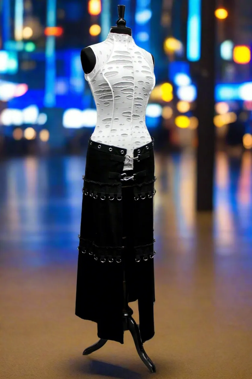 WASTELAND TOP - White Decayed Fabric