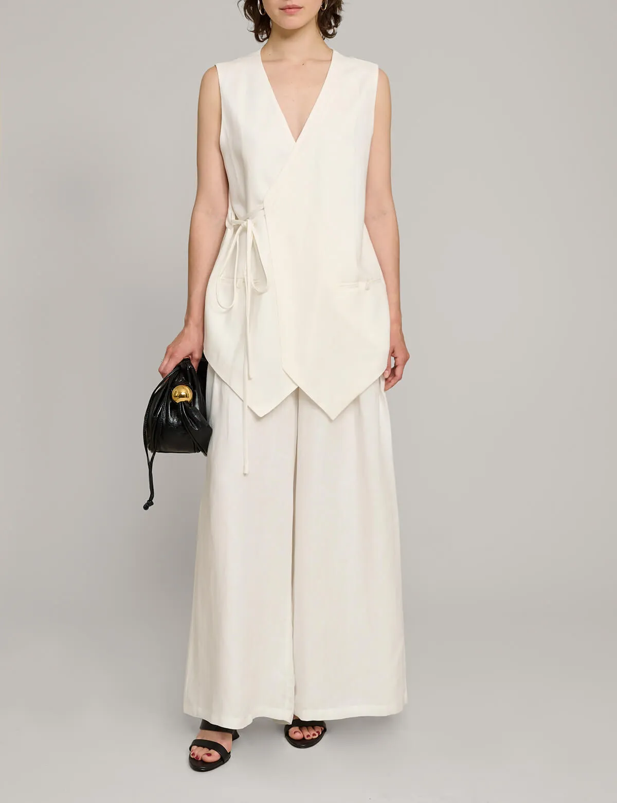 White Linen Wide Leg Pants