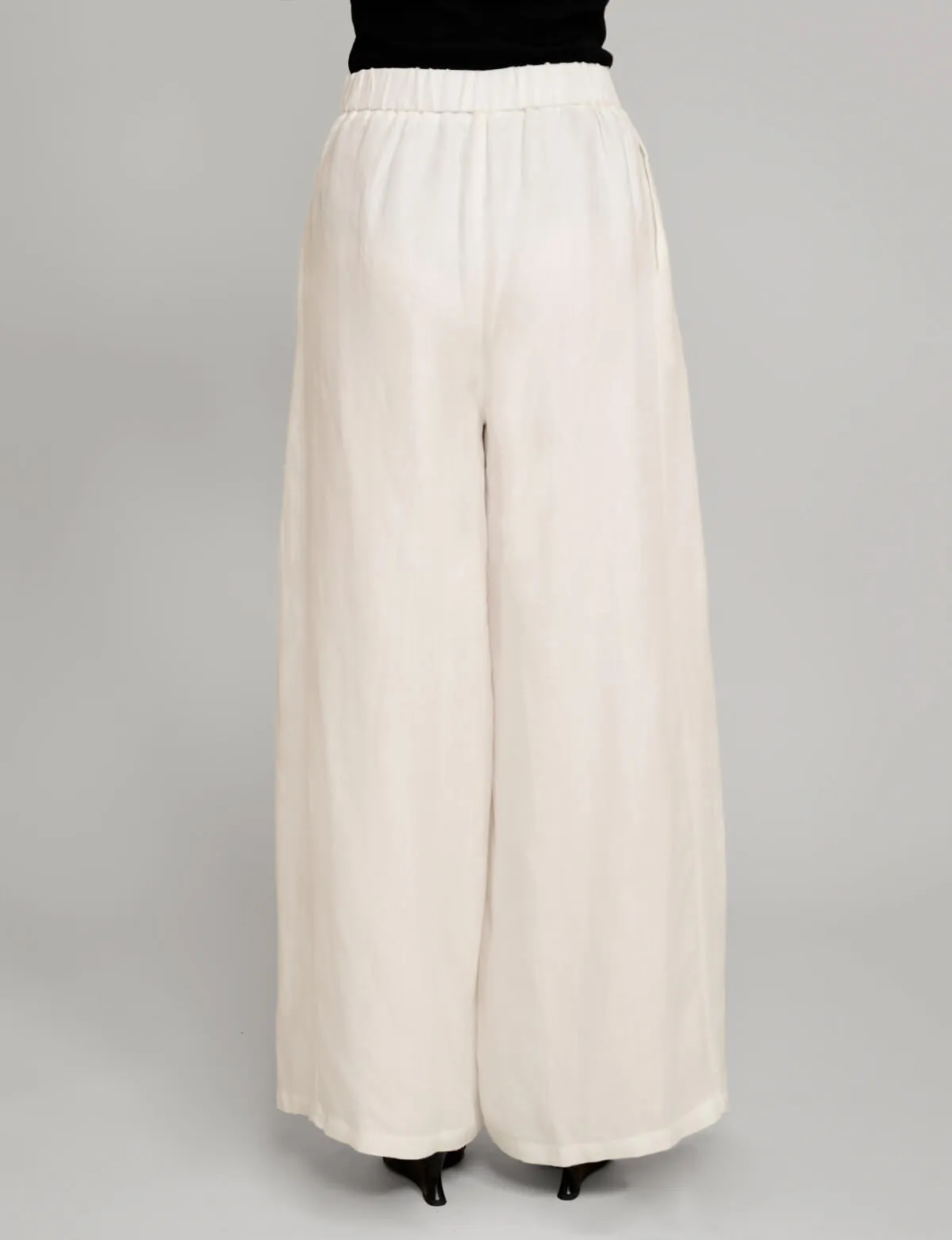 White Linen Wide Leg Pants