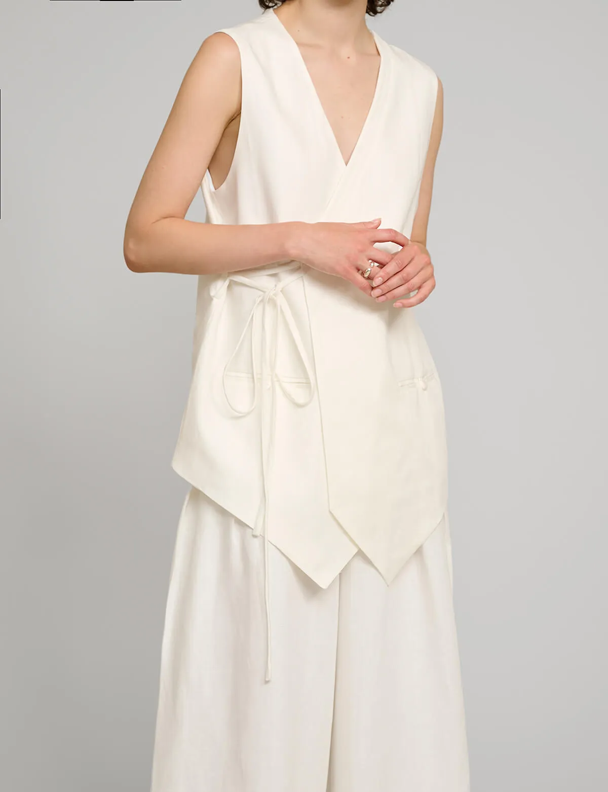 White Oversized Wrap Vest