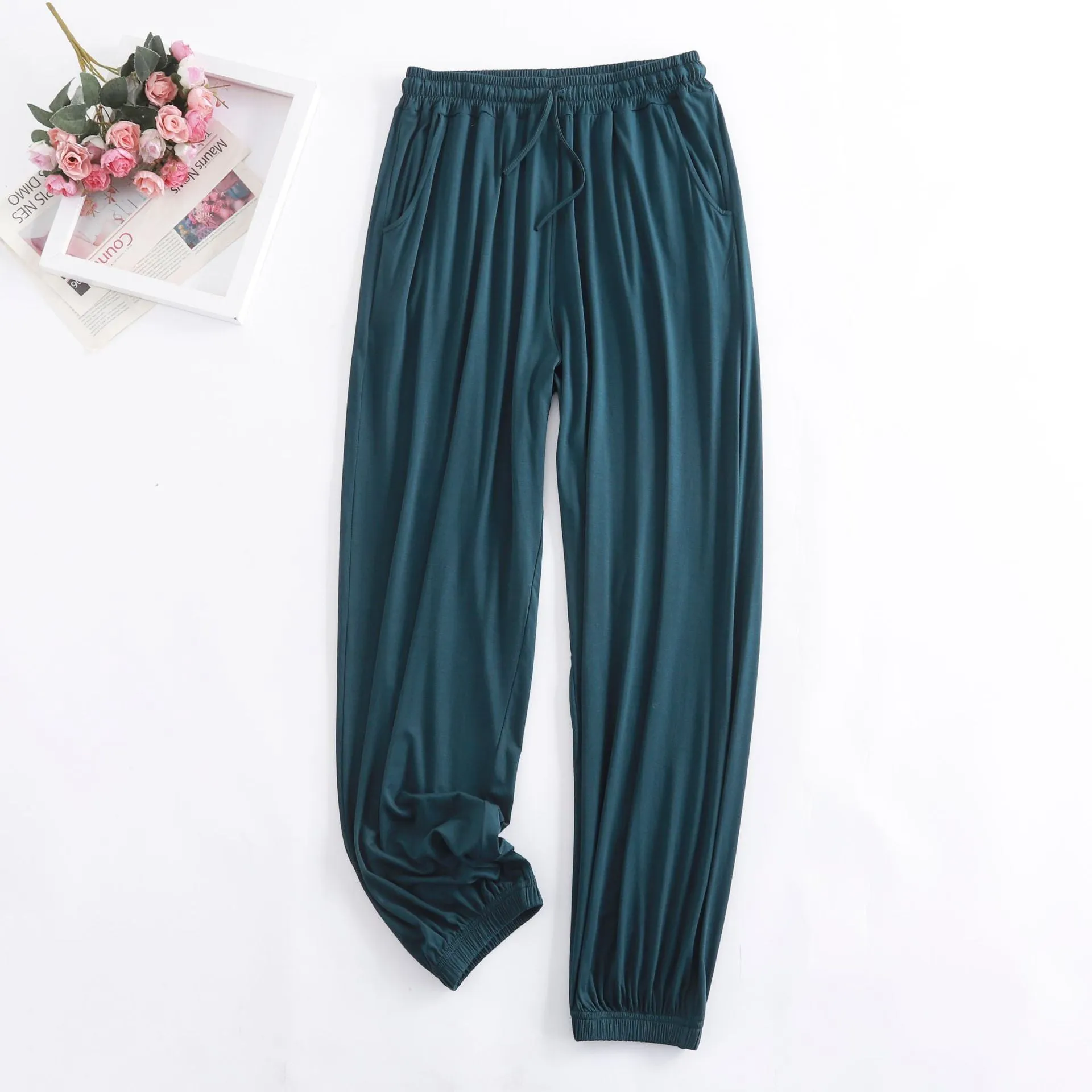 Wide Leg Pants Modal High Waist Drape Slim Look Plus Size Matching Loose Casual Anti Mosquito Jogger Sleepwear