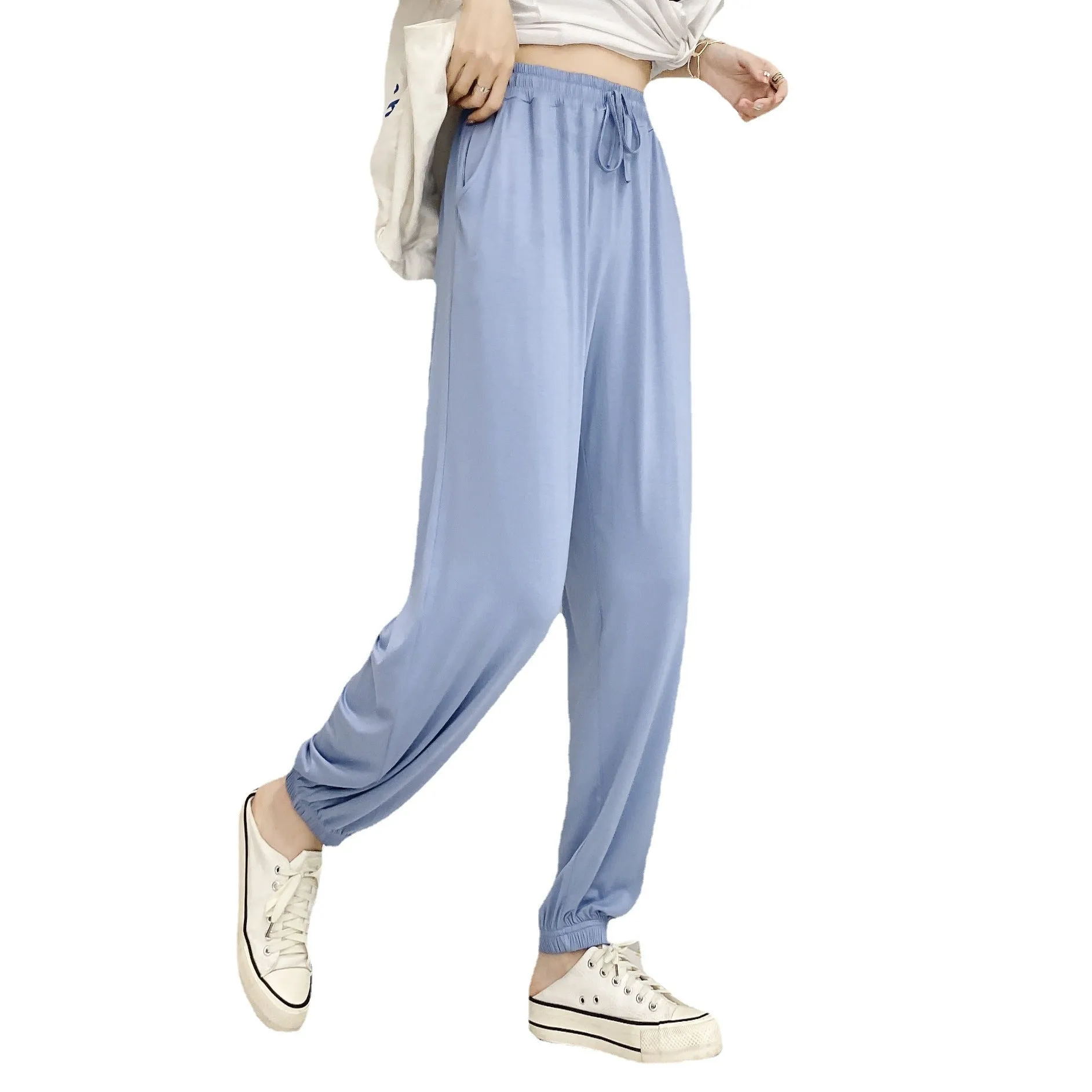 Wide Leg Pants Modal High Waist Drape Slim Look Plus Size Matching Loose Casual Anti Mosquito Jogger Sleepwear