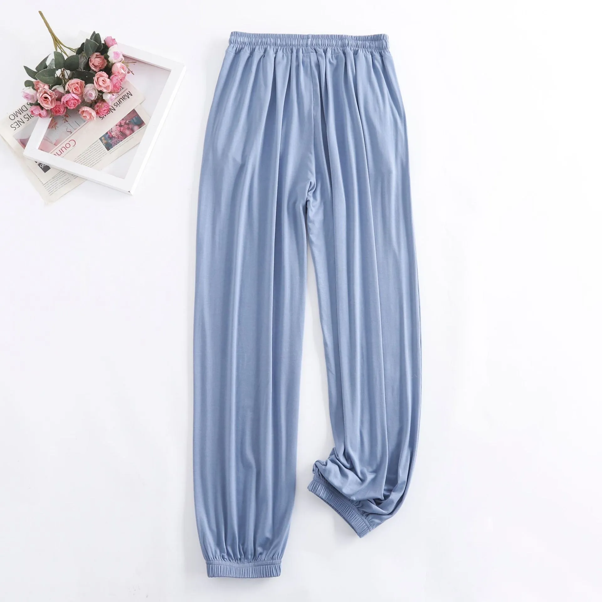 Wide Leg Pants Modal High Waist Drape Slim Look Plus Size Matching Loose Casual Anti Mosquito Jogger Sleepwear