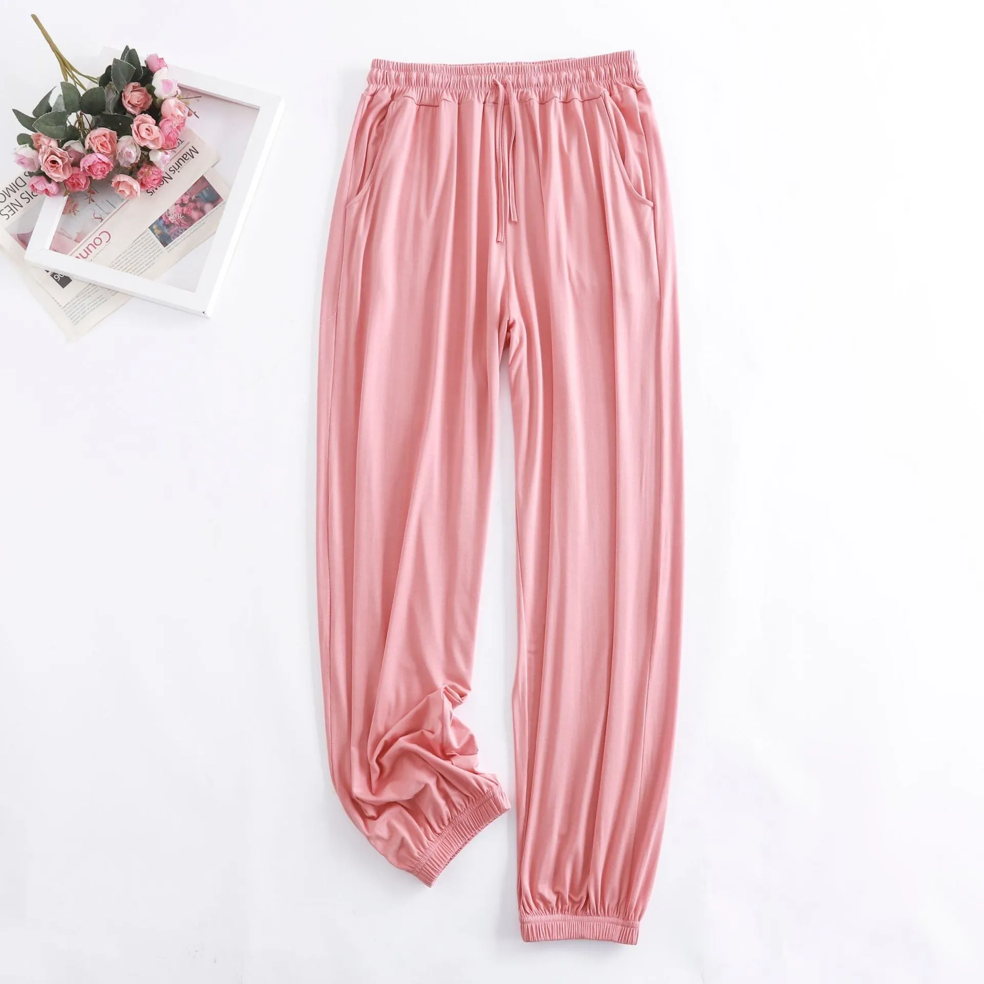Wide Leg Pants Modal High Waist Drape Slim Look Plus Size Matching Loose Casual Anti Mosquito Jogger Sleepwear