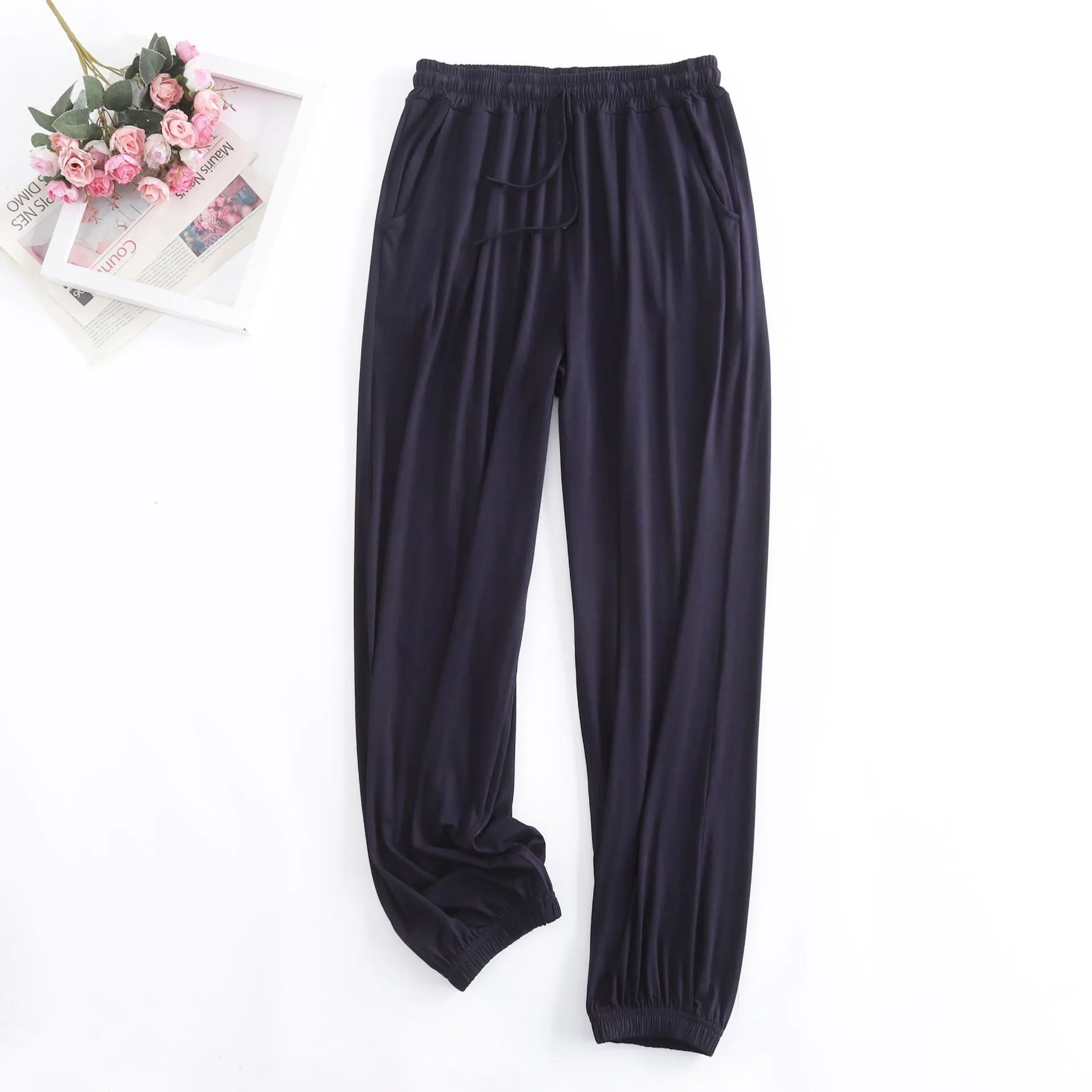 Wide Leg Pants Modal High Waist Drape Slim Look Plus Size Matching Loose Casual Anti Mosquito Jogger Sleepwear