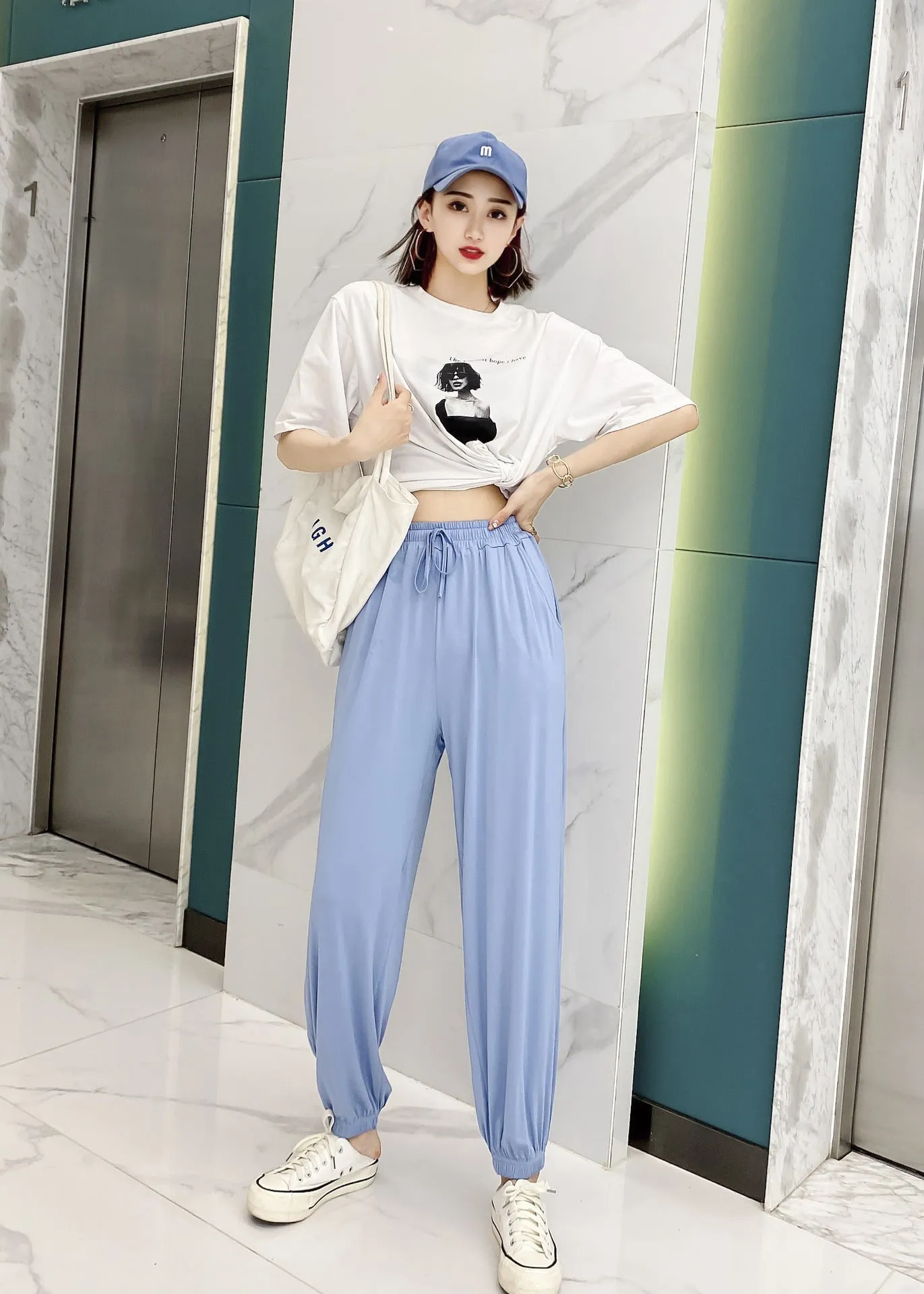 Wide Leg Pants Modal High Waist Drape Slim Look Plus Size Matching Loose Casual Anti Mosquito Jogger Sleepwear