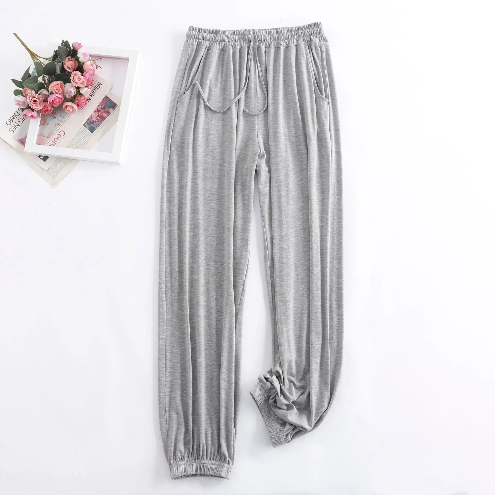 Wide Leg Pants Modal High Waist Drape Slim Look Plus Size Matching Loose Casual Anti Mosquito Jogger Sleepwear