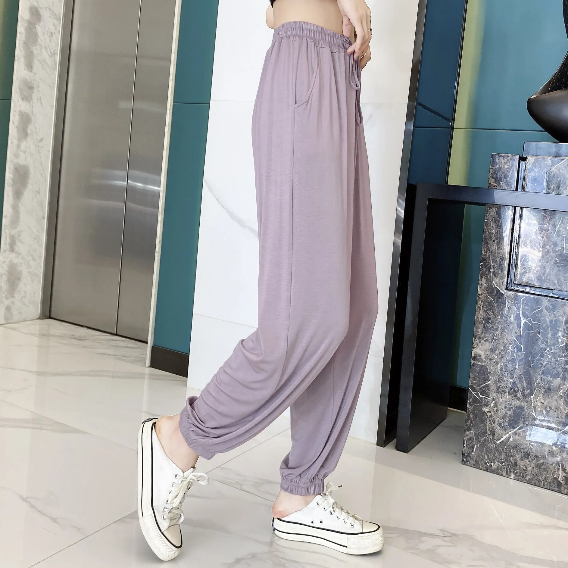 Wide Leg Pants Modal High Waist Drape Slim Look Plus Size Matching Loose Casual Anti Mosquito Jogger Sleepwear
