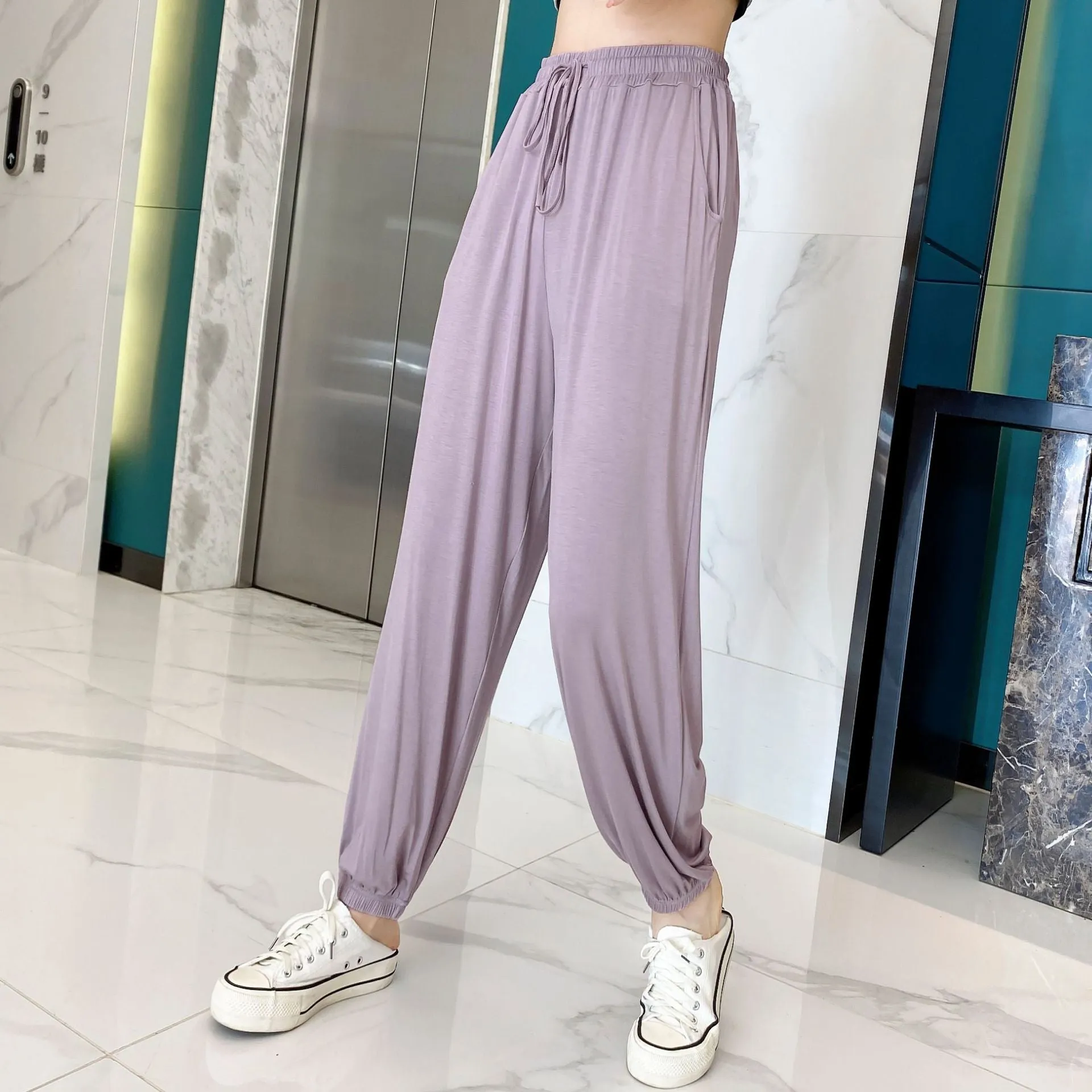 Wide Leg Pants Modal High Waist Drape Slim Look Plus Size Matching Loose Casual Anti Mosquito Jogger Sleepwear