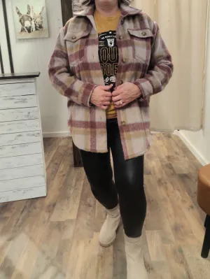 Wine Plaid Shacket