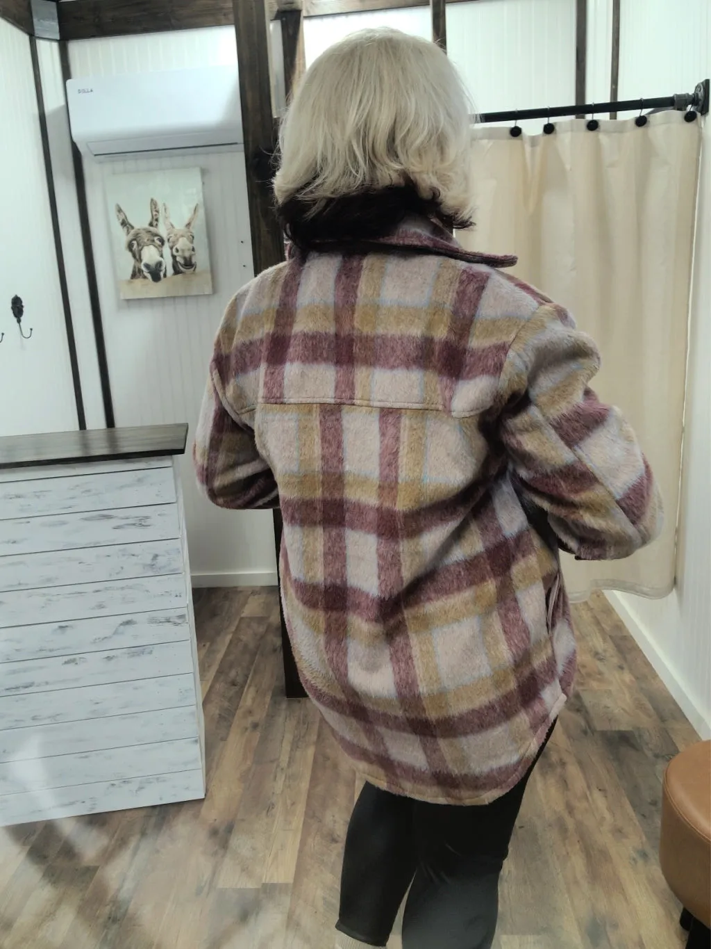 Wine Plaid Shacket