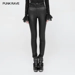Women High Waist Stretch Jacquard Tight Gothic Pants