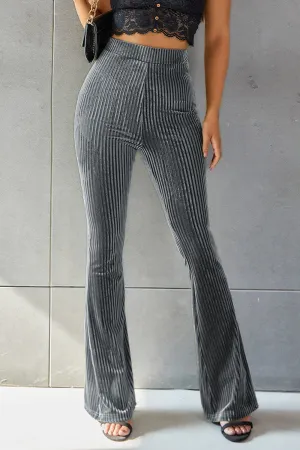 Women Ribbed High Waist Flare Pants