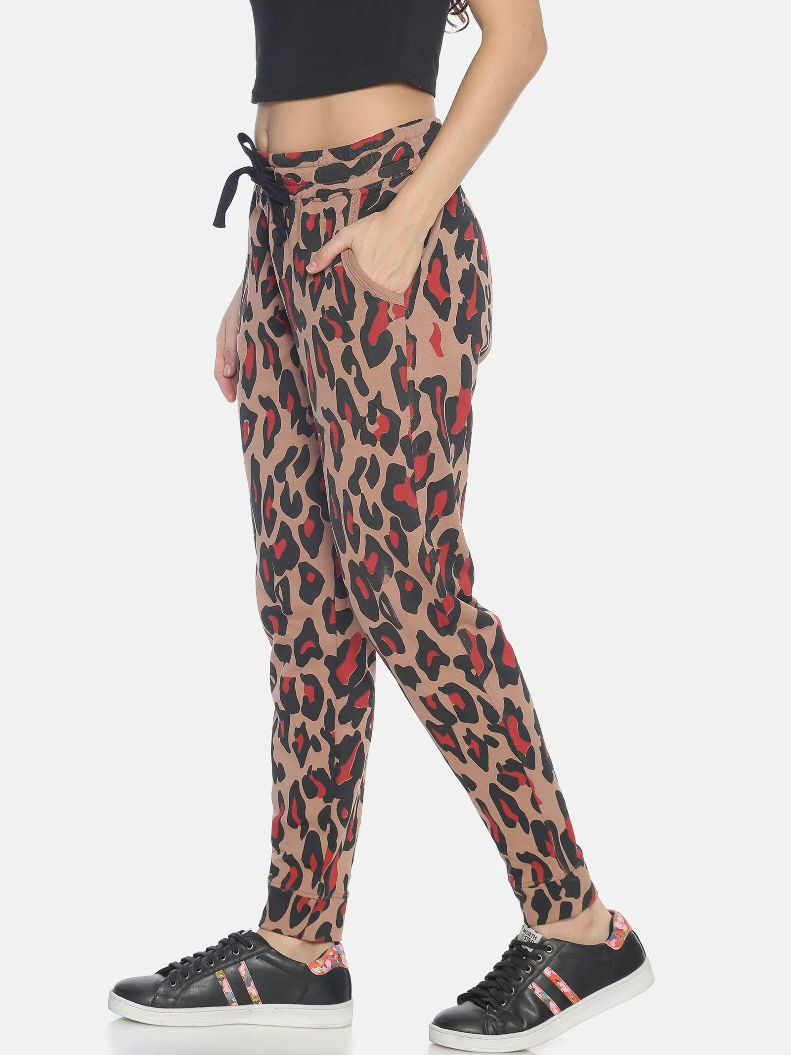Women Slim Fit Joggers with leopard print