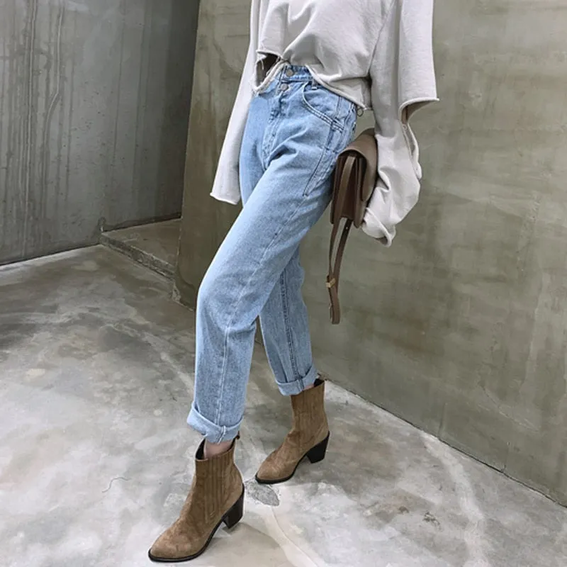 Women Straight Jeans | Women's Denim Jeans | High Waist Jeans | Street Style Pants | Streetwear Jeans | Buttons Zipper Ladies Jeans Pants