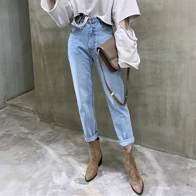 Women Straight Jeans | Women's Denim Jeans | High Waist Jeans | Street Style Pants | Streetwear Jeans | Buttons Zipper Ladies Jeans Pants