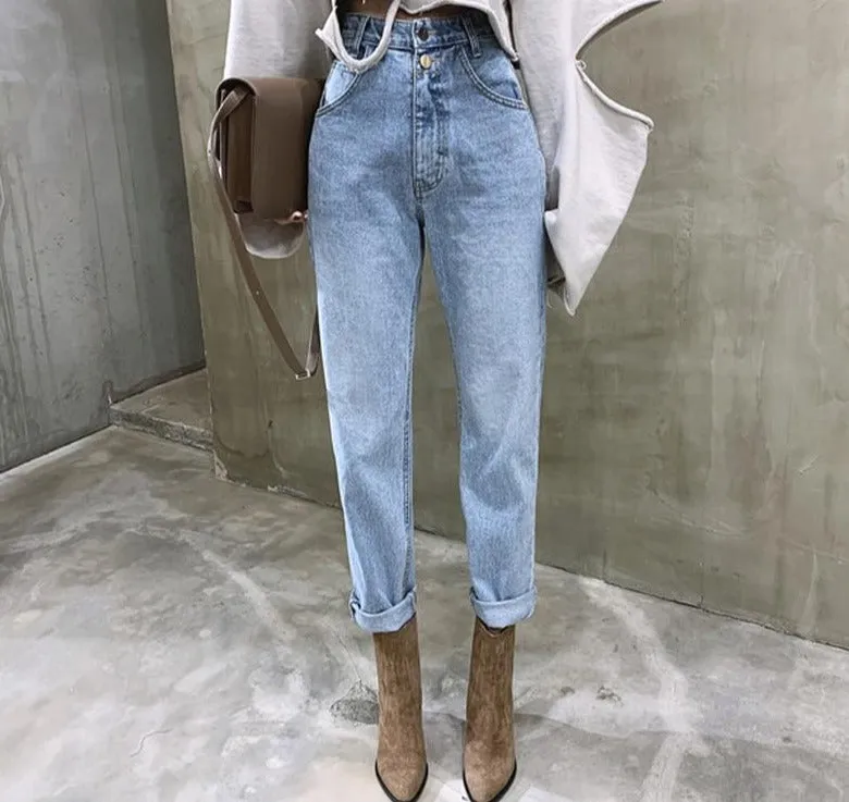 Women Straight Jeans | Women's Denim Jeans | High Waist Jeans | Street Style Pants | Streetwear Jeans | Buttons Zipper Ladies Jeans Pants