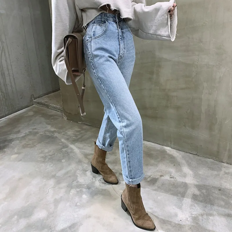 Women Straight Jeans | Women's Denim Jeans | High Waist Jeans | Street Style Pants | Streetwear Jeans | Buttons Zipper Ladies Jeans Pants