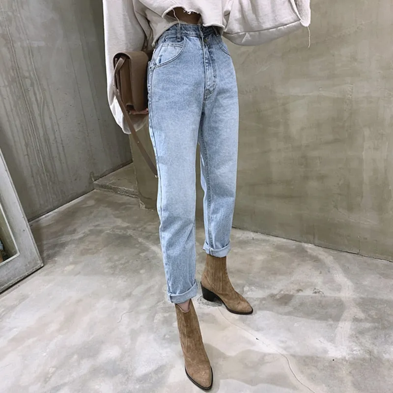 Women Straight Jeans | Women's Denim Jeans | High Waist Jeans | Street Style Pants | Streetwear Jeans | Buttons Zipper Ladies Jeans Pants