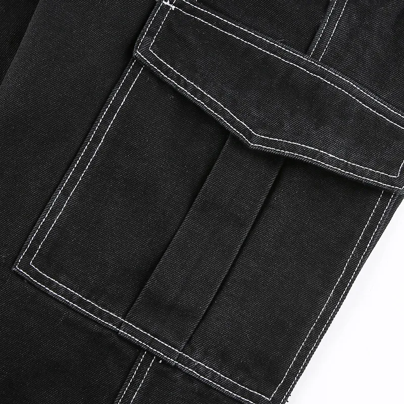 Women's Black Pants / Cotton Streetwear Straight High Waist Ladies Pants