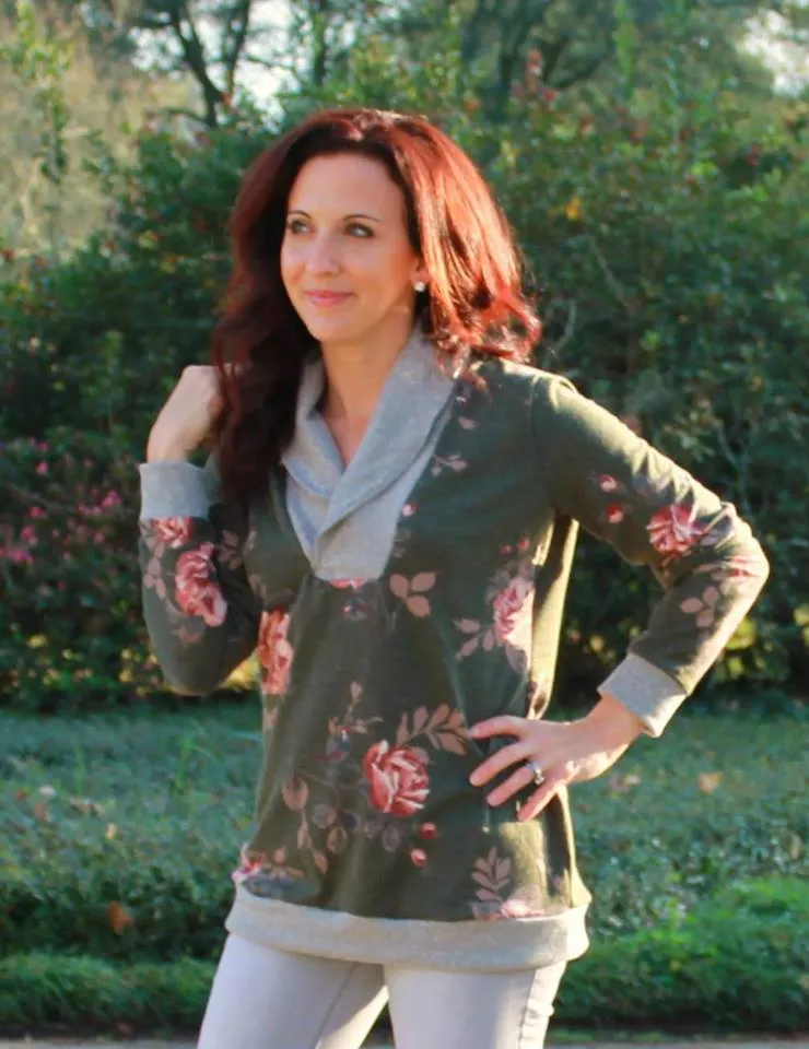 Women's Carolyn Shawl Collar Sweater Pullover sewing pattern XS-XXXL
