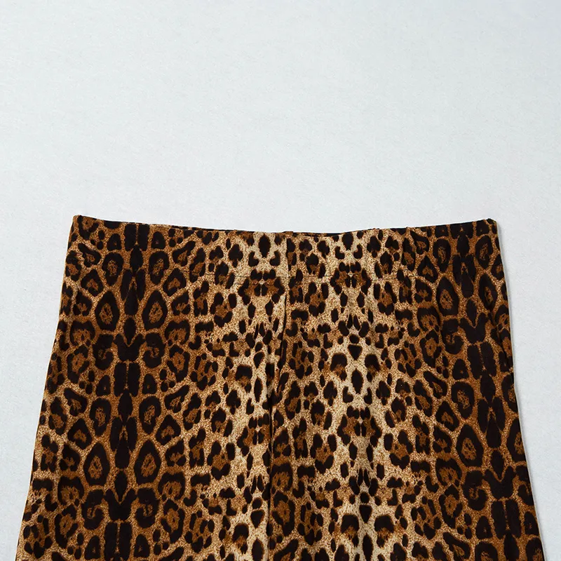 Women's Casual Spandex Skinny High-Waist Leopard Shorts