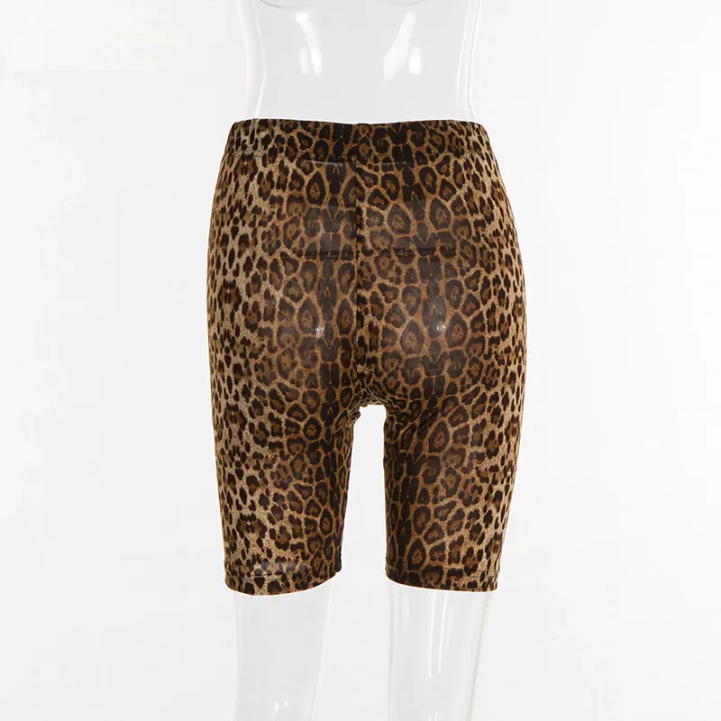Women's Casual Spandex Skinny High-Waist Leopard Shorts