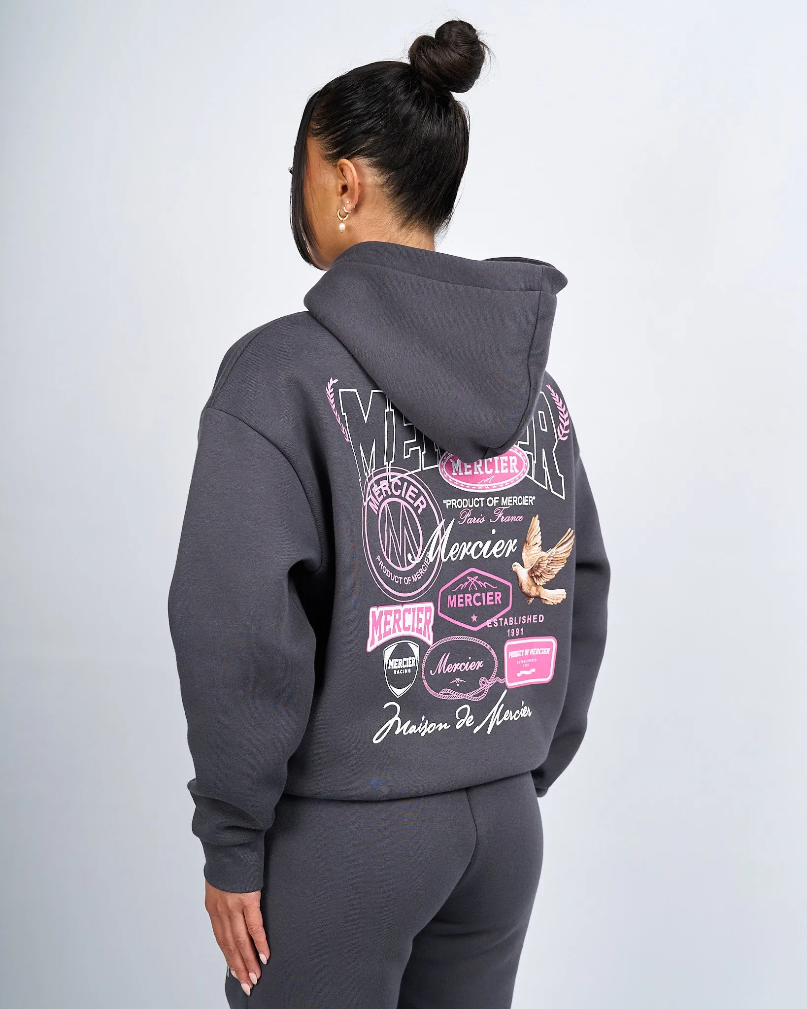 Womens Charcoal Pink Multi Tour Hoodie