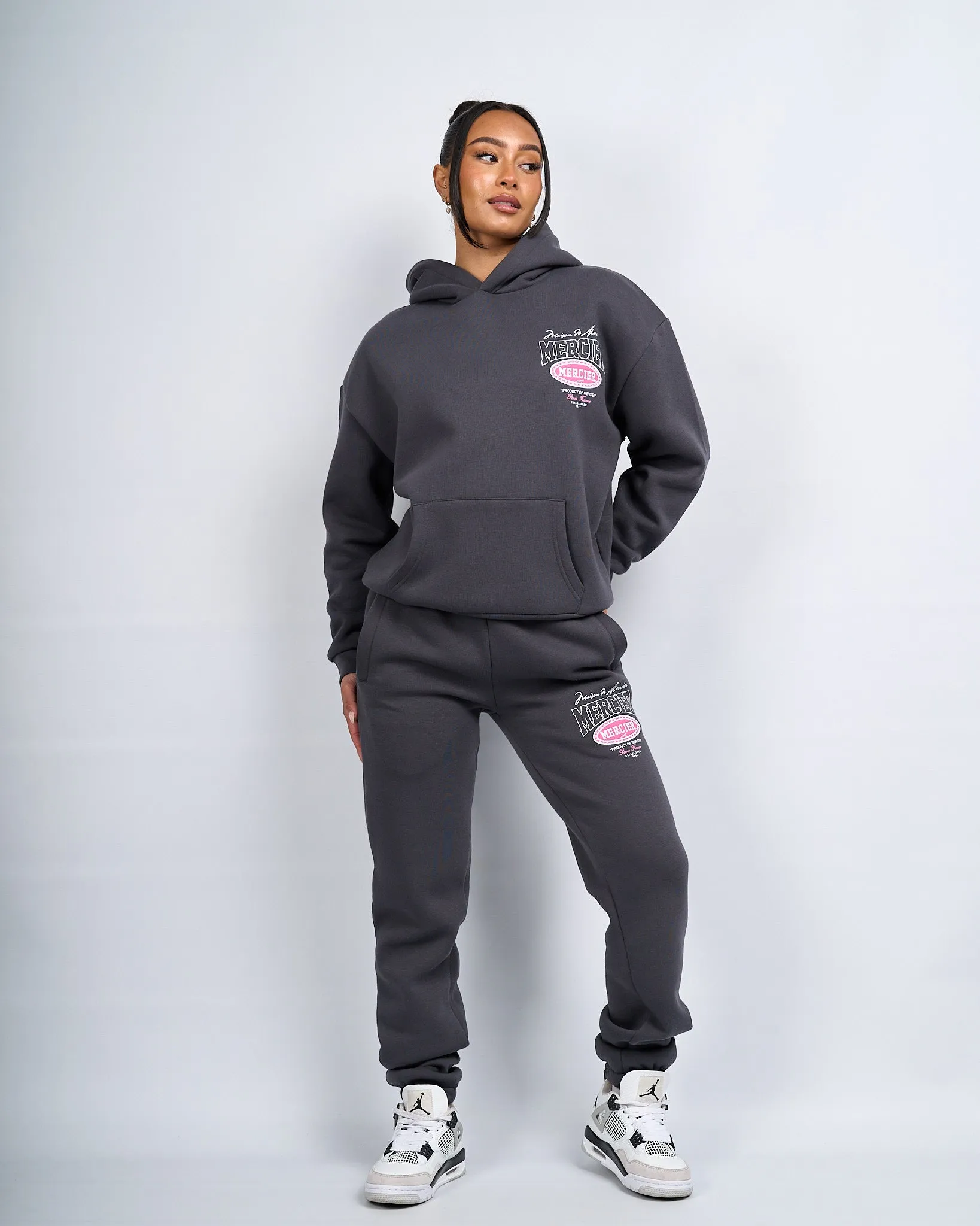 Womens Charcoal Pink Multi Tour Hoodie