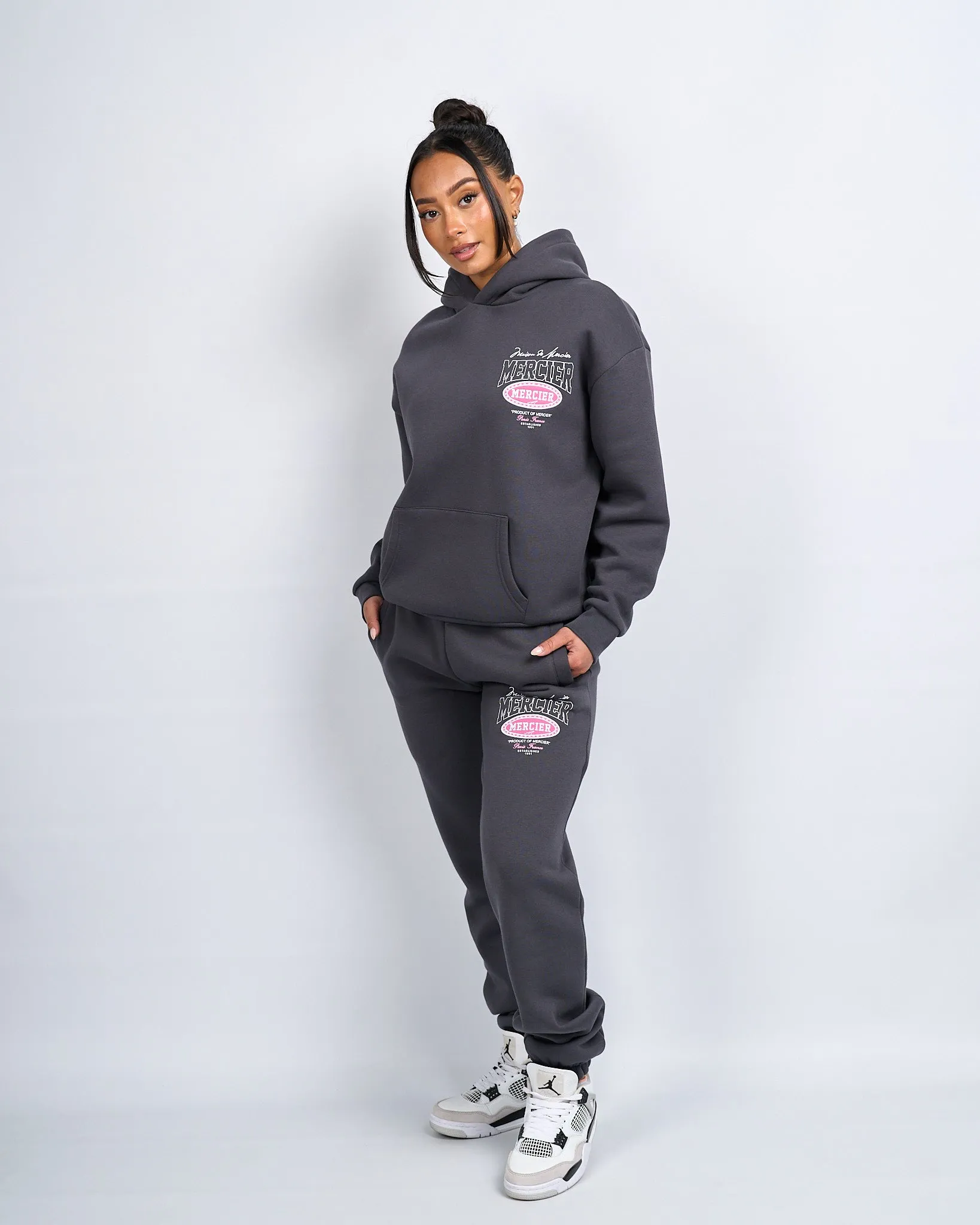 Womens Charcoal Pink Multi Tour Hoodie