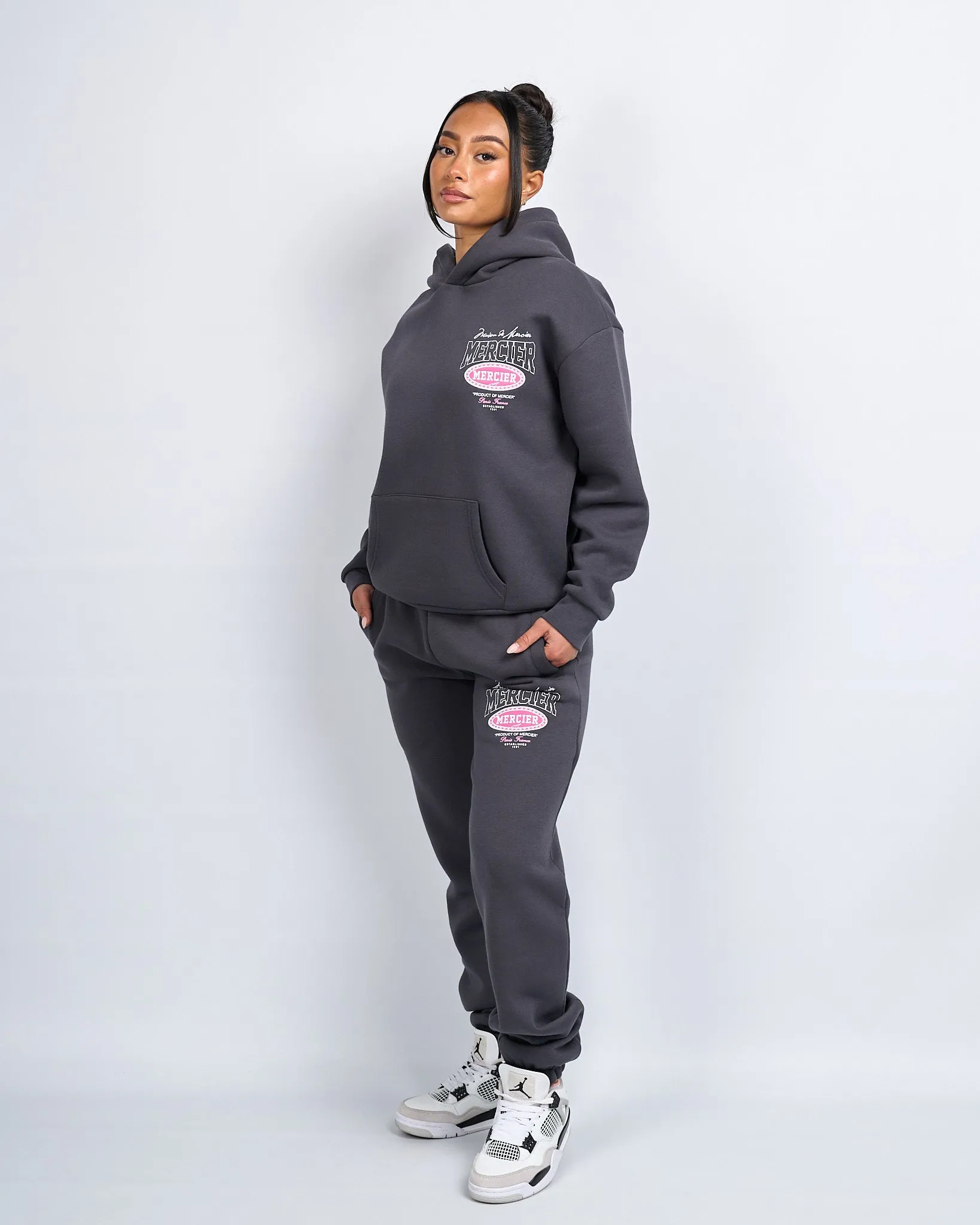 Womens Charcoal Pink Multi Tour Hoodie