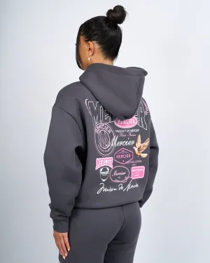 Womens Charcoal Pink Multi Tour Hoodie