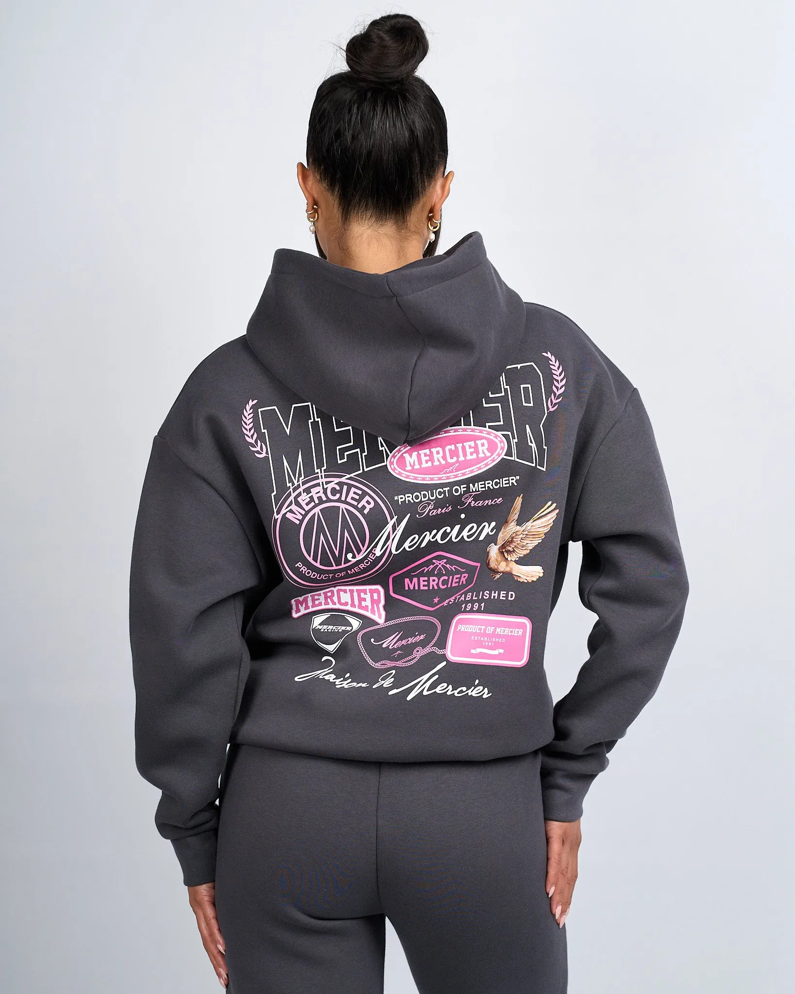 Womens Charcoal Pink Multi Tour Hoodie