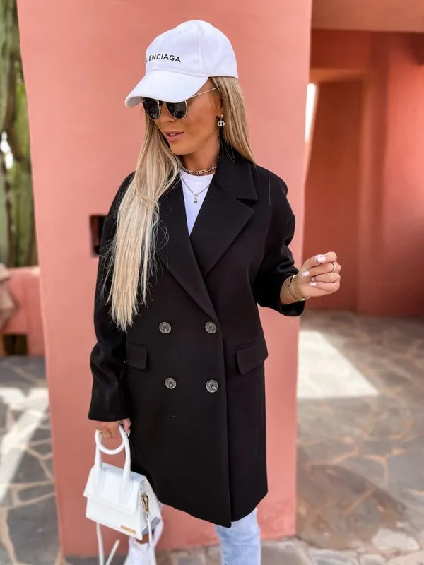 Women’s Collared Long Sleeve Buttoned Coat in 5 Colors Sizes 4-14