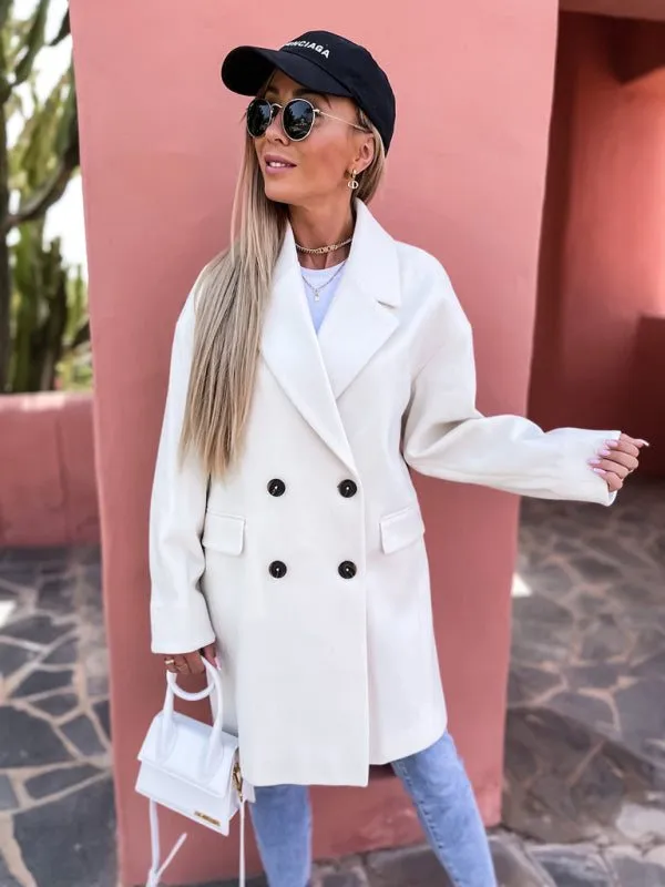 Women’s Collared Long Sleeve Buttoned Coat in 5 Colors Sizes 4-14
