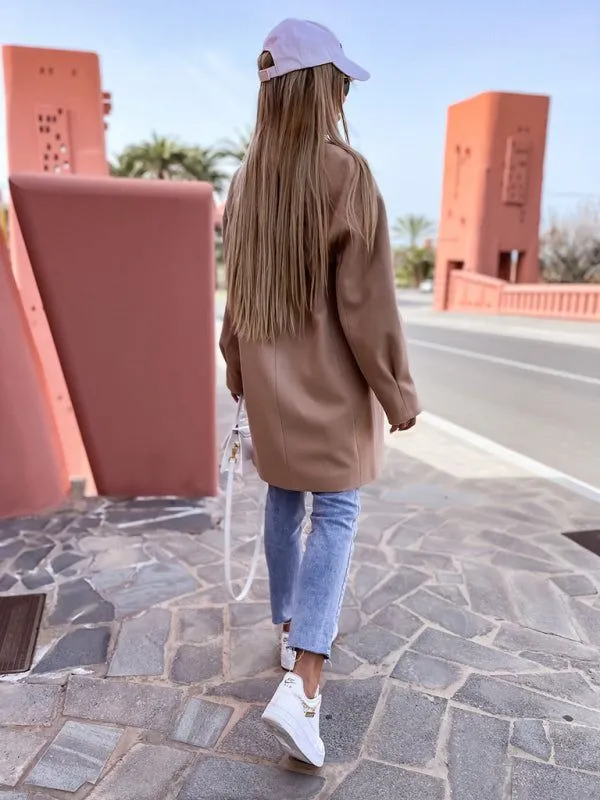Women’s Collared Long Sleeve Buttoned Coat in 5 Colors Sizes 4-14