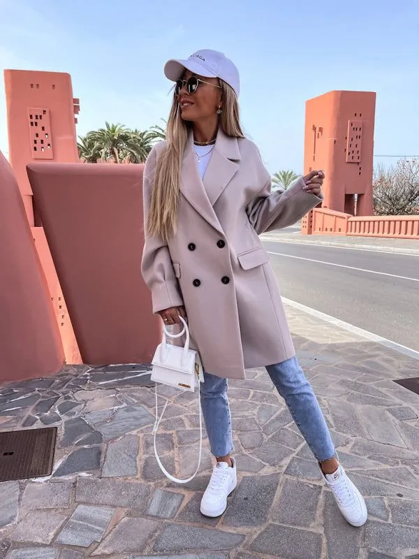 Women’s Collared Long Sleeve Buttoned Coat in 5 Colors Sizes 4-14