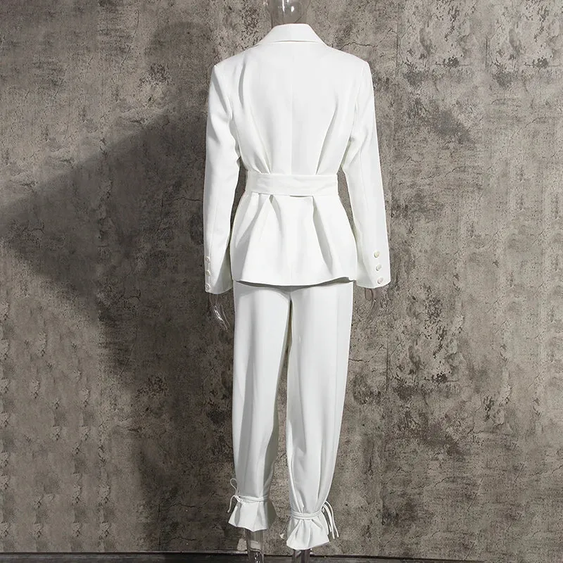Women’s High Waist Belted Career Set