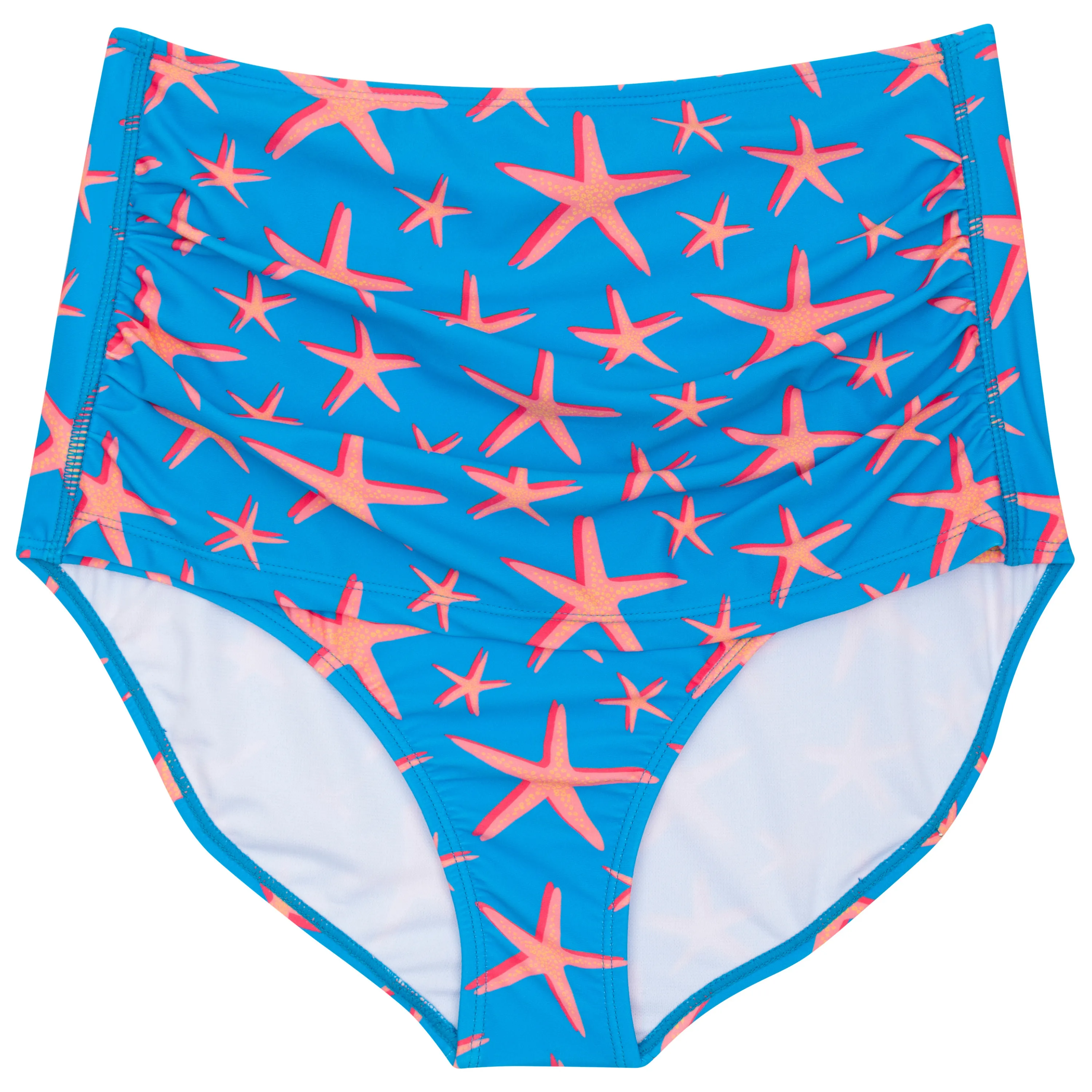 Women's High Waist Bikini Bottoms Ruched | "Starfish"