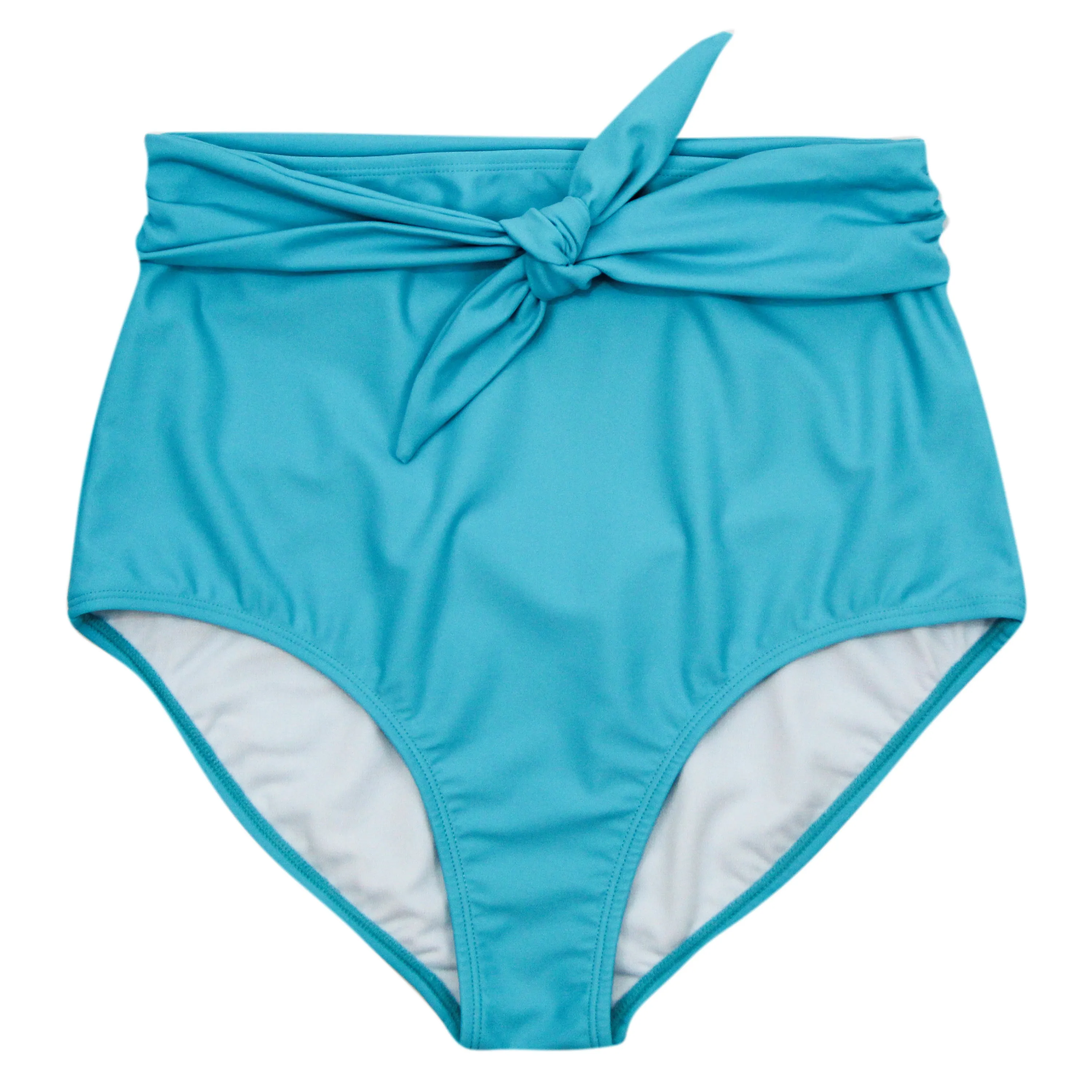 Women's High Waist Bikini Bottoms Tie Front | "Scuba Blue"