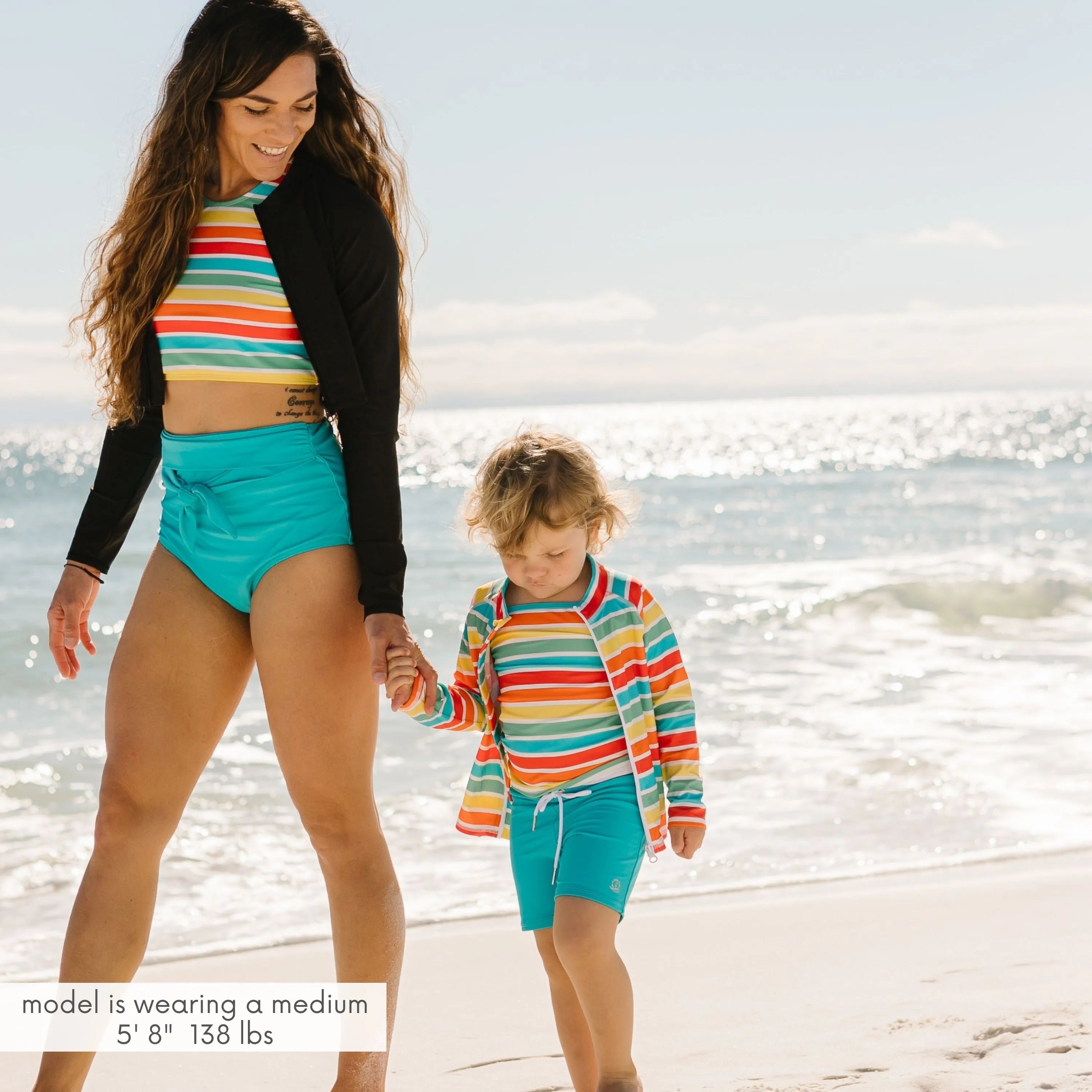 Women's High Waist Bikini Bottoms Tie Front | "Scuba Blue"