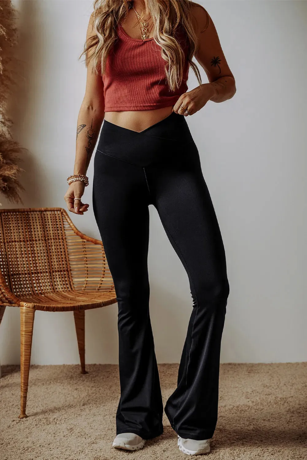 Womens High Waist Bootcut Pants (S-XL)